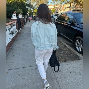 Zara TRF denim oversized jacket with pant style waist